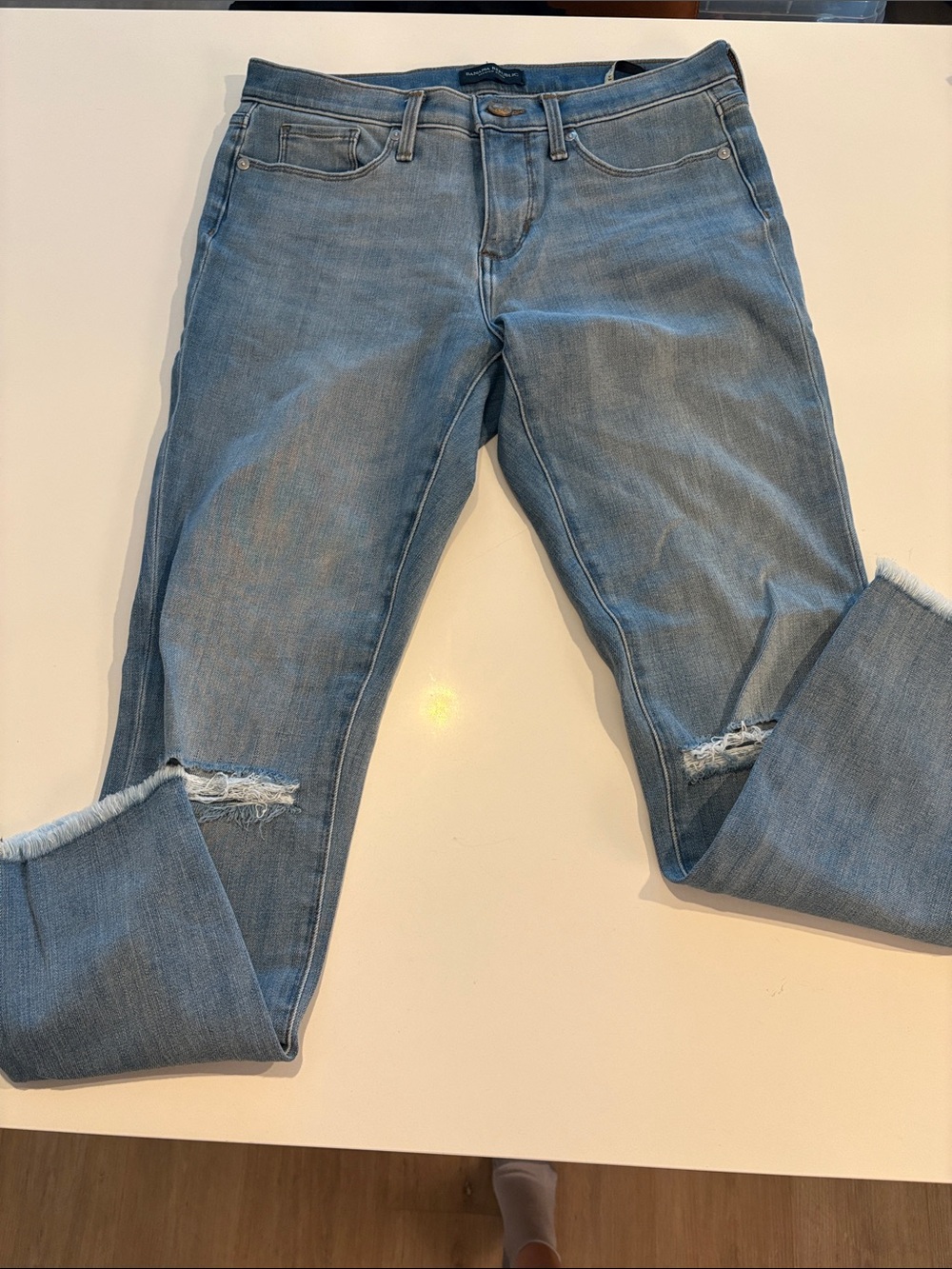 Banana Republic Factory Light Blue Women's Distressed Skinny Jeans
